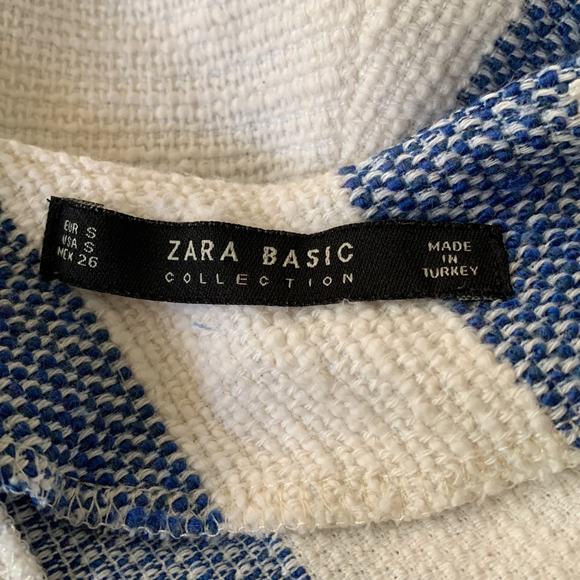 ZARA BASIC COLLECTION Women's Size Small Blouse Aztec 3/4 Sleeve Raw Hem Striped - Picture 10 of 11